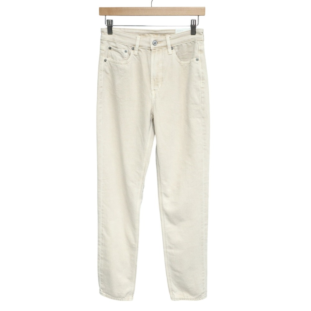 NWT American Eagle Mom Straight Leg Jean Size 2 X-Long Cream High Rise Neutral